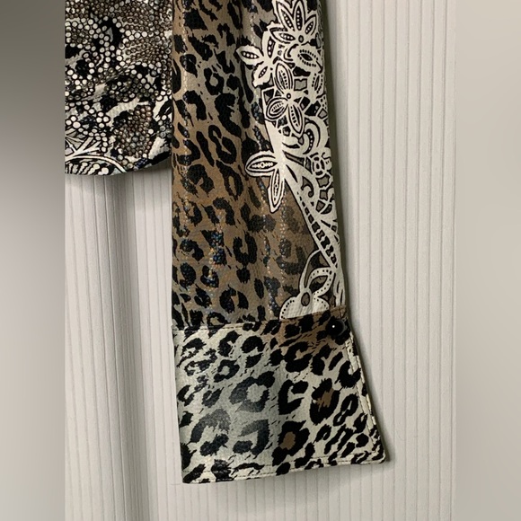 Joseph Ribkoff - Multi Print Blouse With Zipper Front And Oversized Cuffs - Picture 6 of 12
